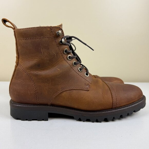EUC Patina Brown Leather Lace Up Boots Handmade In Mexico main image 7